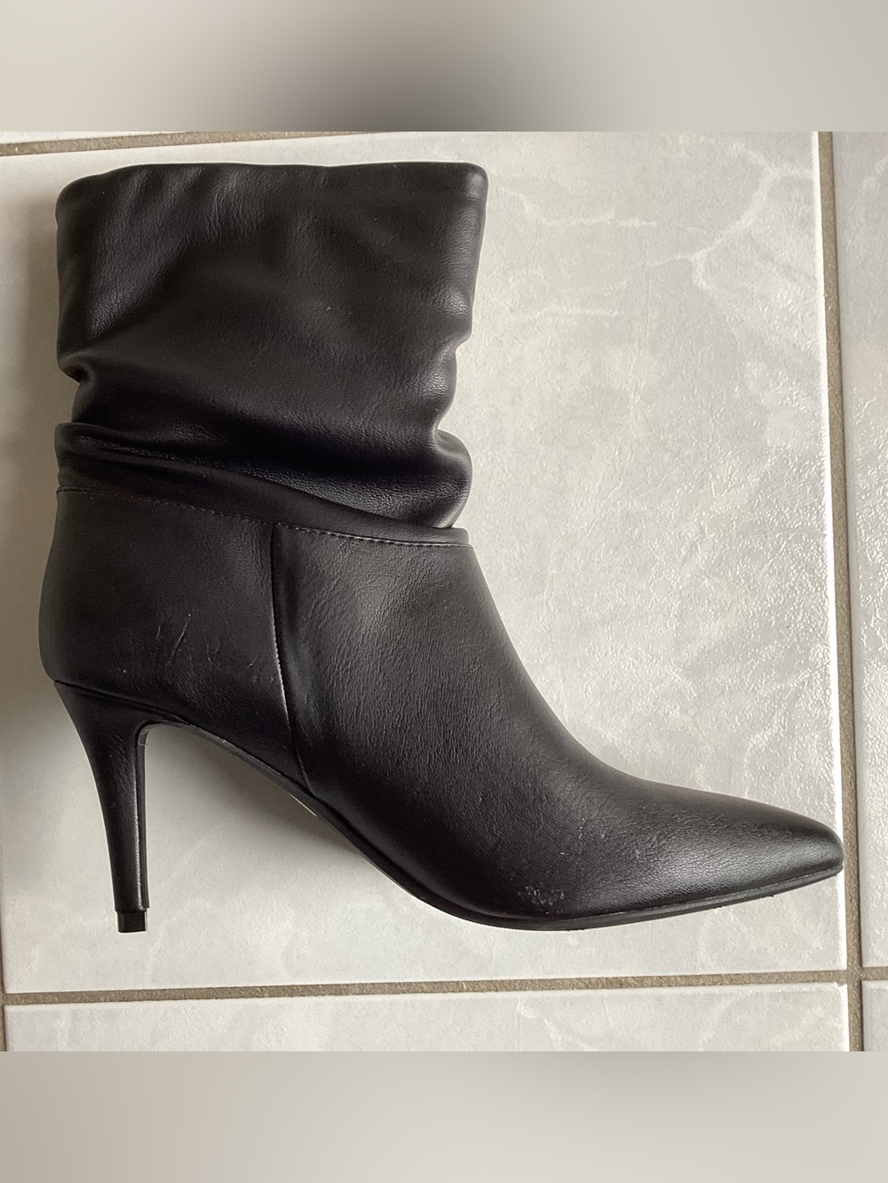 Le Chateau Women's Black Slouchy Pointed-Toe Stiletto Ankle Boots